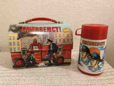 Vintage metal lunch box Emergency! (Dome) 1977 Aladdin w Thermos.