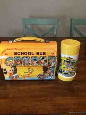 1960s Walt Disney School Bus Lunch Box & Thermos * Excellent * Vintage Lunchbox