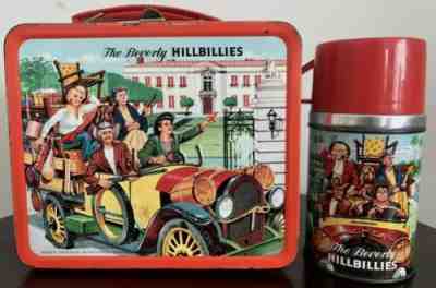 RARE VINTAGE TV SHOW BEVERLY HILLBILLIES METAL LUNCHBOX KIT by ALADDIN W THERMOS