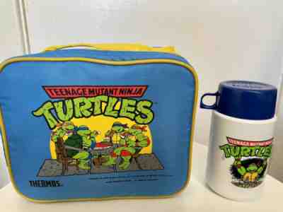 VINTAGE 1988 TMNT Teenage Mutant Ninja Turtles Lunch Box Bag With Thermos NEW!!!