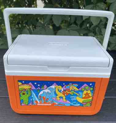 VTG Nickelodeon MTV 1991 Coleman 5205 Orange 6 Pack Lunchbox Flip Lid Cooler EUC