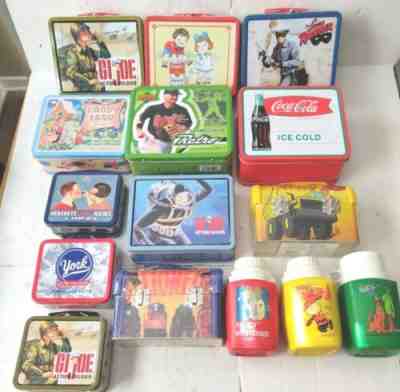 Lot of 15 Vintage Nostalgic Metal Lunch Boxes & Thermos GI JOE, LONE RANGER L@@K