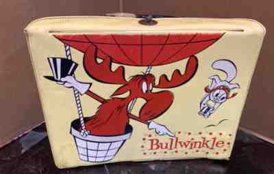 VTG Bullwinkle Vinyl Lunchbox w/ Rocky, Boris, Natasha, Peabody & Sherman 1962