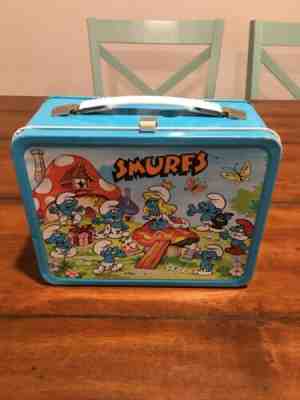 1980s Smurfs Lunchbox by Thermos School Square Lunch Box