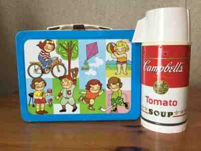 Vintage Campbell Soup Thermos and Campbells Soup Kids Tin 