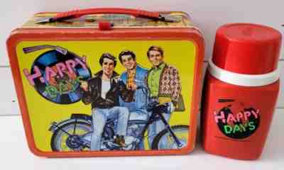 Vintage 1976 Happy Days Metal Lunch box w Thermos Great Condition