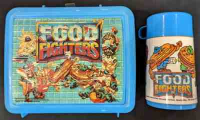 Vintage Aladdin Mattel Food Fighters Lunchbox and Thermos 1988
