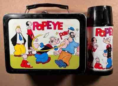 Vintage 1962 POPEYE LUNCHBOX & THERMOS Metal Lunch Box made by Universal Vacuum