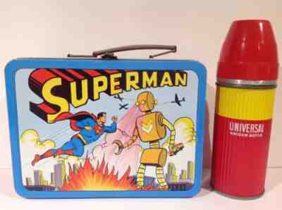 1954 UNIVERSAL SUPERMAN ERROR LUNCH BOX WITH ORIGINAL THERMOS VINTAGE 1 of 1?