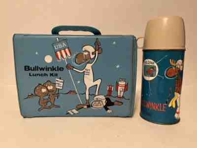 Vintage 1963 Rocky & Bullwinkle Vinyl Lunchbox And Thermos Rare.