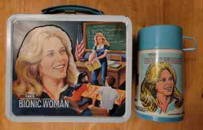 1978 VINTAGE â??THE BIONIC WOMANâ?? METAL LUNCHBOX w/ THERMOS GREAT CONDITION