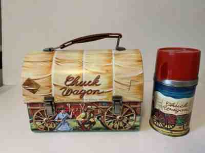 Vintage Chuck wagon Dome Lunchbox with Thermos 1958 Exceptional Condition