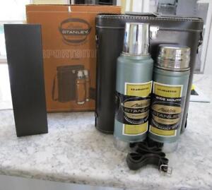 Vintage 1958 Two STANLEY Thermos and Metal Food Box Picnic, Travel
