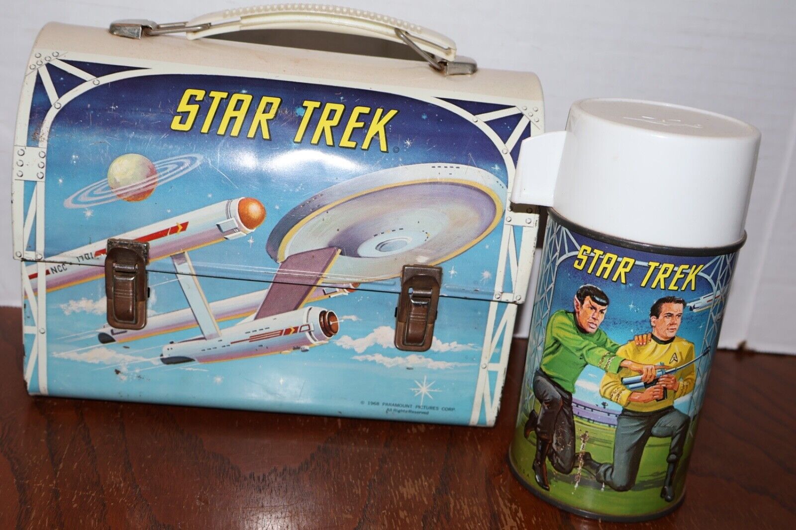 Star Trek Metal Dome Lunch Box 1968 Aladdin Vintage w/ THERMOS Ex Condition