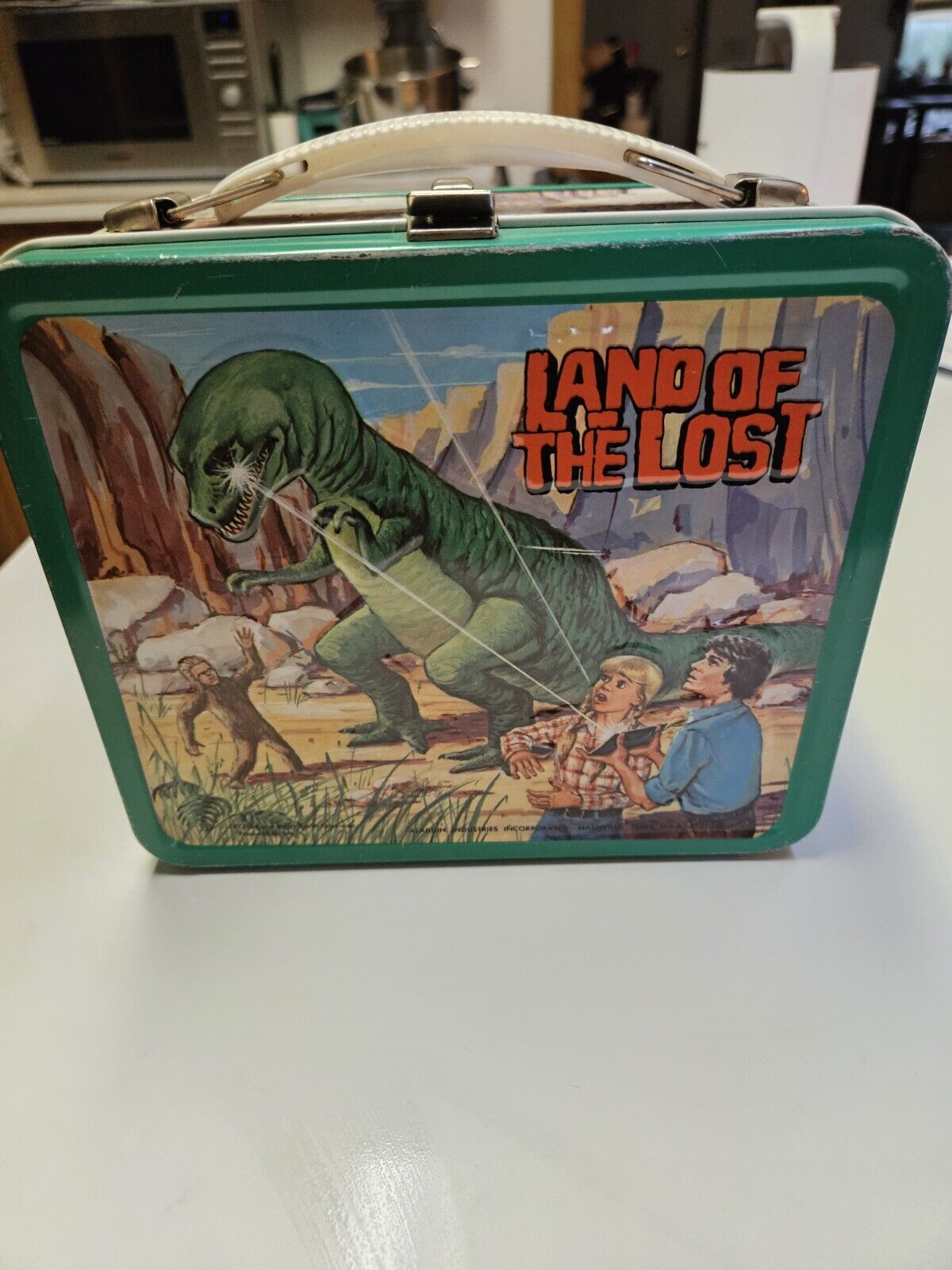 1975 Land Of The Lost Metal Lunch Box & Plastic Thermos Aladdin Rare Vintage