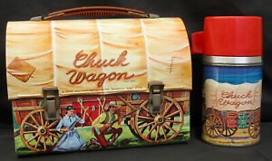Vintage CHUCK WAGON Dome Lunchbox & Thermos - Frontier (1958) C-8.5 Awesome!