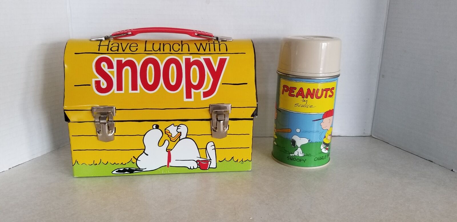 Vintage 1968 Snoopy  Peanuts Dome Lunchbox & Thermos Near Mint Nicest One AA1