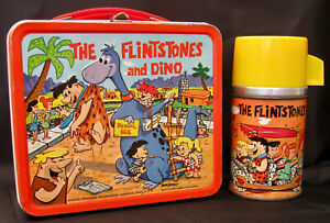 Vintage THE FLINTSTONES Lunchbox & Thermos - TV Cartoon (1962) C-8/9.0 MIinty!