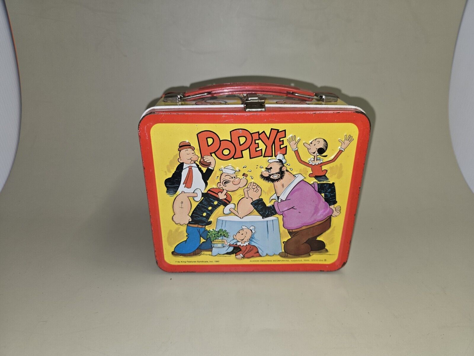 Vintage 1980 Aladdin Popeye the Sailor Man Metal Lunch Box with Thermos