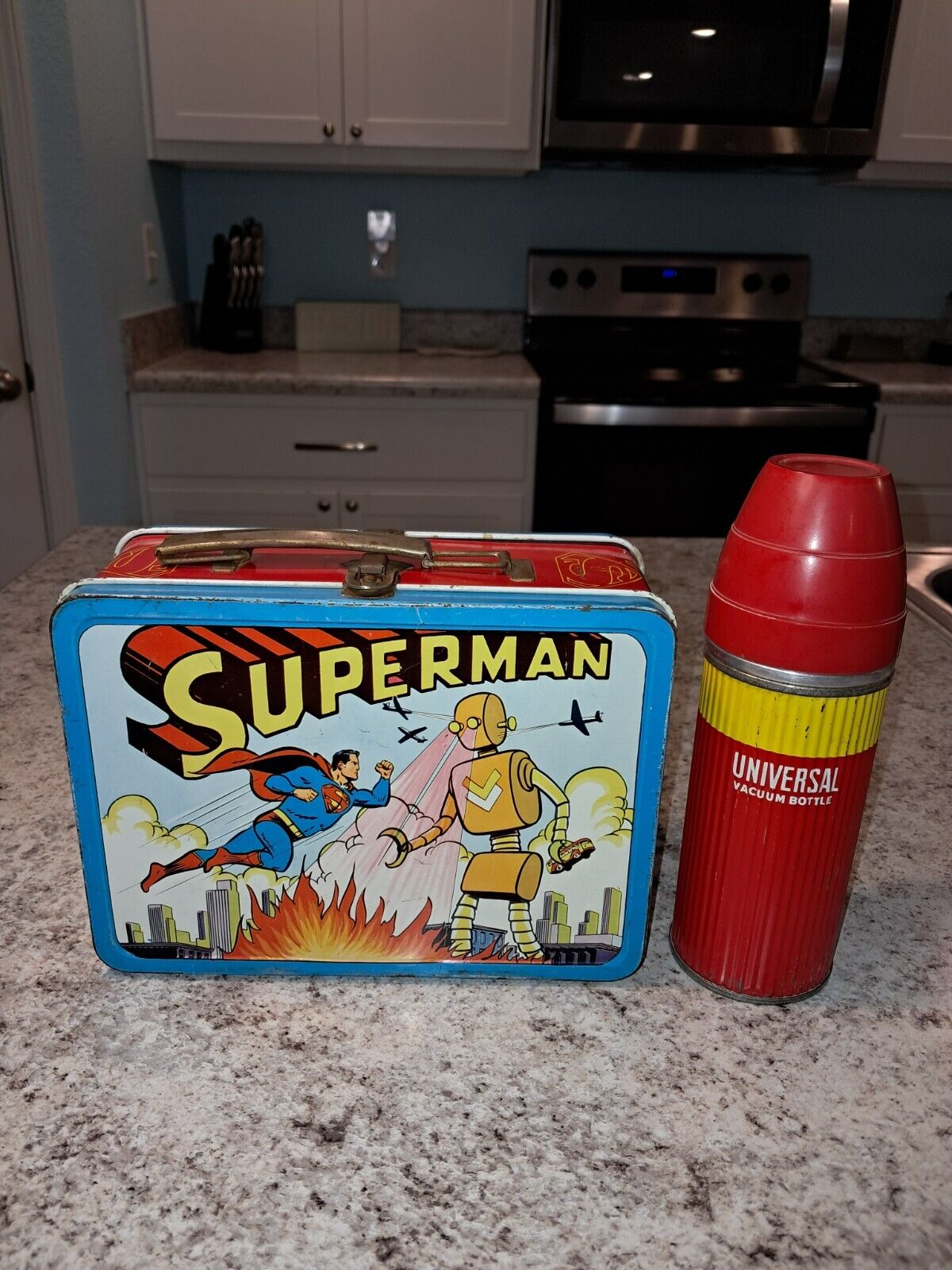 1954 Superman Lunch Box & Thermos * Vintage * Lunchbox kit pail * Holy Grail *