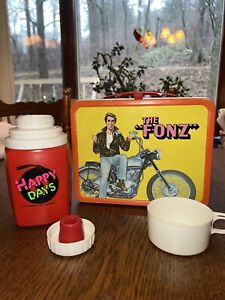 Vintage Happy Days Lunchbox Lunch Box Fonz Thermos Yellow 1976 Paramount