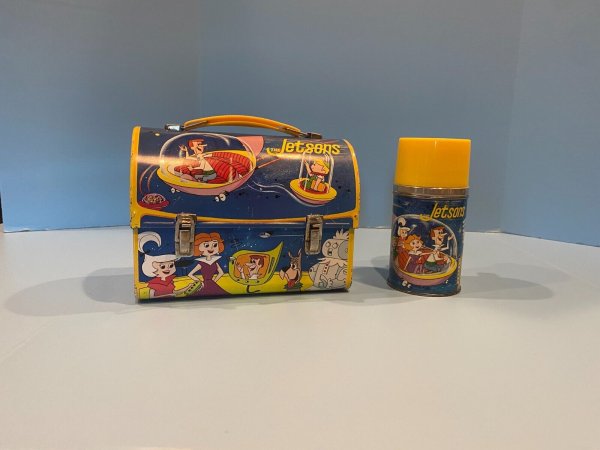 Rare VINTAGE 1963 The Jetsons Dome Top Metal Lunchbox & Thermos Aladdin