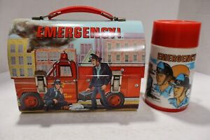 Nice! 1977 Vintage Emergency Station 51 Dome Metal Lunch Box & Thermos Aladdin