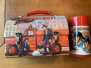 Emergency 1973 TV Series Metal Lunchbox with Thermos, Complete by