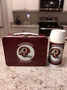 1970 Washington Redskins Lunch Box & Thermos * Vintage *  RARE Lunchbox tin kit