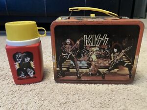 Vintage ORIGINAL 1977 KISS Lunchbox & Thermos Aucoin Edition Simmons Frehley HTF
