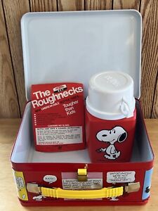 Vintage 1965 Peanuts Red Lunch Box with Snoopy Thermos New With Tag