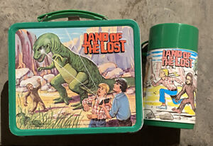 Vintage Land Of The Lost Metal Lunchbox With PLASTIC THERMOS 1975 AMAZING SHAPE