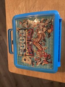 Vtg 88 Aladdin Food Fighters Blue Plastic Lunchbox w/Metal Latch With Thermos