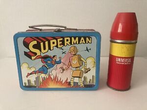 Vintage Superman Lunchbox And Thermos. 1954 Original Classic Above Average