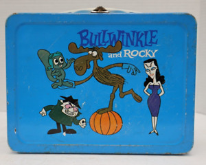 Vintage Metal Bullwinkle And Rocky Jay Ward Tlc Rusty Lunchbox not orig Thermos