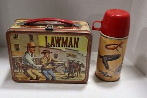 Vintage 1961 LAWMAN Metal Lunch Box And Thermos Western TV Show