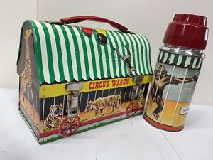 VINTAGE CIRCUS WAGON LUNCHBOX AND THERMOS