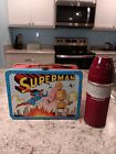 1954 Superman Lunch Box & Alternate Thermos * Vintage * Lunchbox tin kit pail