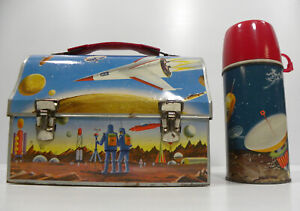 Vintage Astronaut Space Dome Top Lunch Box & Thermos