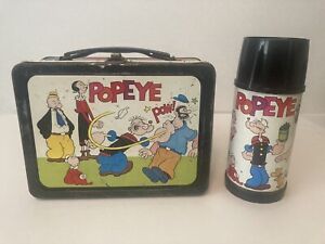 Vintage Popeye Lunchbox And Thermos. 1962 R-8 with Very Rare Thermos.