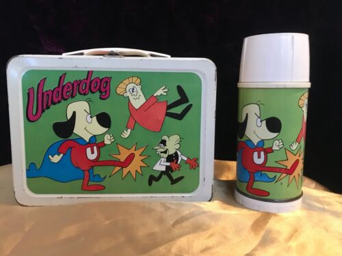 Vintage 1974 Universal Underdog Lunchbox and Thermos EXCELLENT CONDITION!!!!