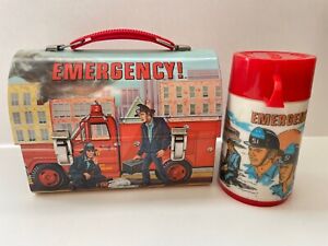 Nice! 1977 Vintage Emergency Station 51 Dome Metal Lunch Box & Thermos Aladdin