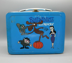 Vintage Rocky & Bullwinkle Universal Tin Litho Metal Lunch Box Thermos Jay Ward