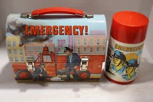 Nice! 1977 Vintage Emergency Station 51 Dome Metal Lunch Box & Thermos Aladdin