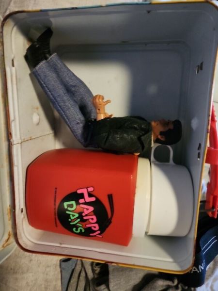 Vintage Happy Days Lunchbox Lunch Box Fonz Thermos And FIGURINE