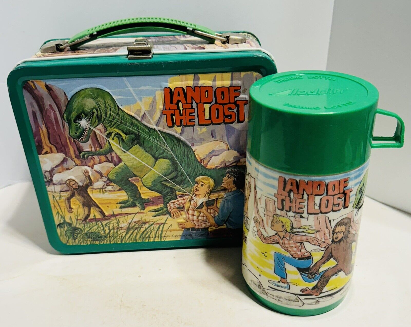 Vintage 1975 Land Of The Lost Metal Lunchbox & Plastic Thermos
