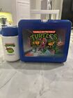 Vintage 1989 Teenage Mutant Ninja Turtles Lunch Box & Thermos Plastic UNUSE
