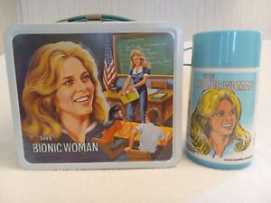 Vintage 1978 Metal Bionic Woman Lunchbox W/ Thermos EXCELLENT