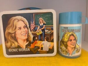 Vintage 1978 The Bionic Woman Metal Lunchbox and Thermos C9.5