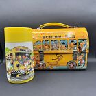 Vtg 1960s DISNEY SCHOOL BUS Metal Lunch Box with Plastic THERMOS Aladin - NICE!